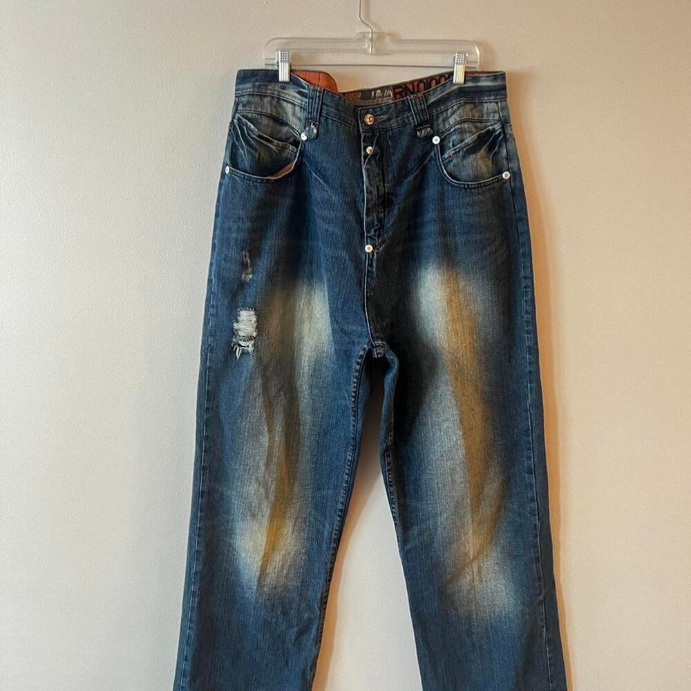 Faded blue denim jeans